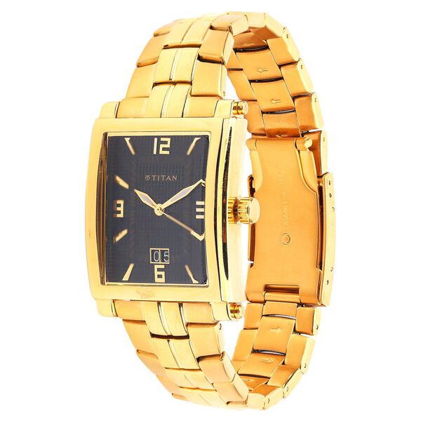 Titan Quartz Analog with Date Black Dial Stainless Steel Strap Watch for Men - image number 1