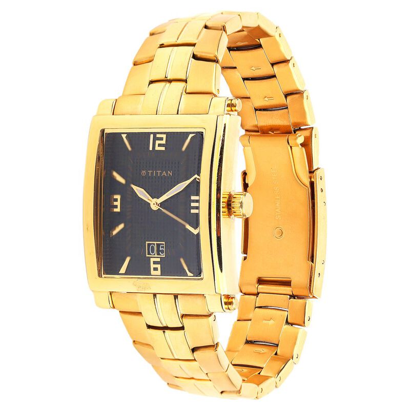 Buy Online Titan Quartz Analog with Date Black Dial Stainless Steel