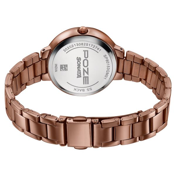 Poze By Sonata Quartz Analog Brown Dial Brown Metal Strap Watch For Women - image number 6