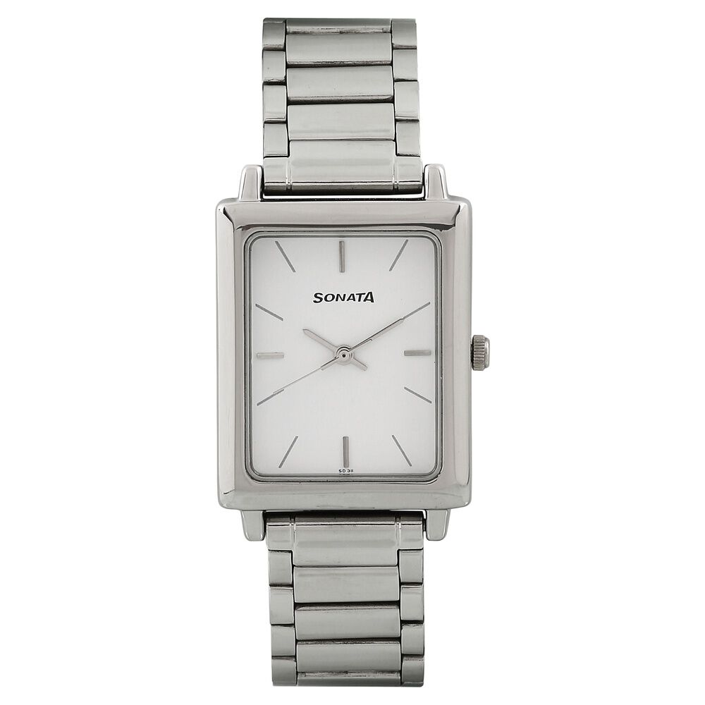 Buy Online Sonata Quartz Analog Silver Dial Stainless Steel Strap