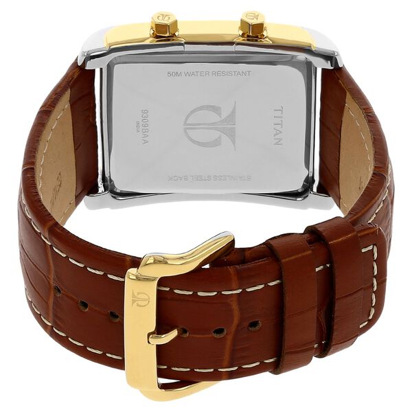 Titan Quartz Analog White Dial Leather Strap Watch for Men - image number 3