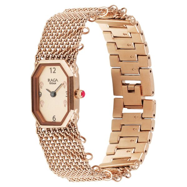 Titan Raga X Masaba Rose Gold Dial Analog Bimetal Strap Watch for Women - image number 1