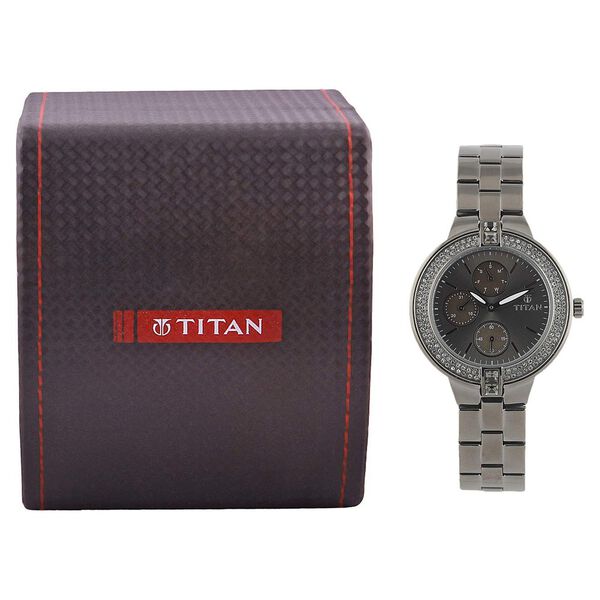 Titan Quartz Analog with Day and Date Grey Dial Stainless Steel Strap Watch for Women - image number 4