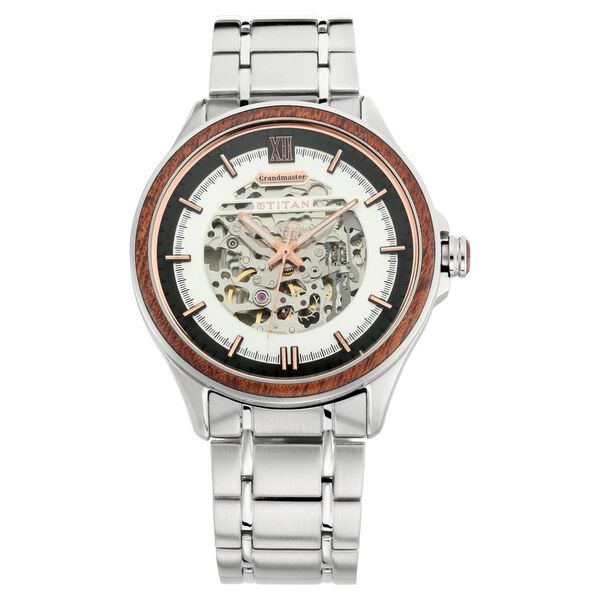 Titan Grandmaster Silver Dial Automatic Metal Strap Watch for Men