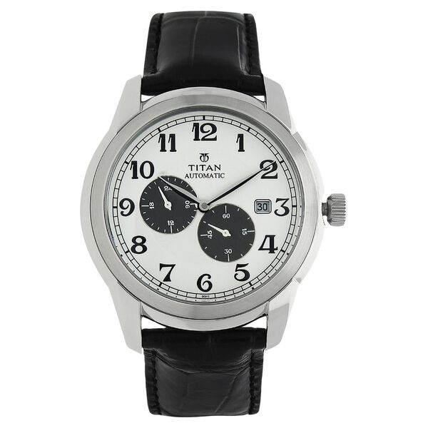 Titan White Dial Automatic Leather Strap watch for Men - image number 0