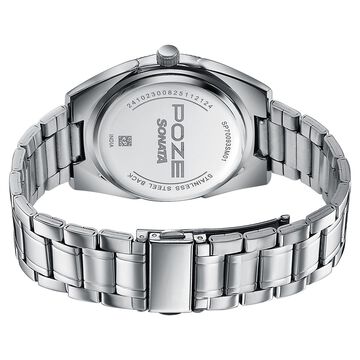 Poze By Sonata Quartz Analog Blue Dial Silver Metal Strap Watch For Men