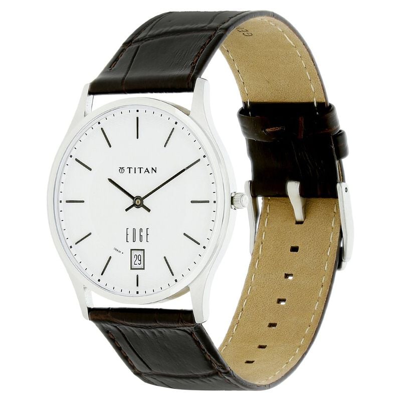 Titan Quartz Analog with Date White Dial Leather Strap Watch for Men - image number 1