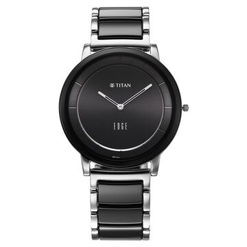 Titan Edge Fusion Quartz Analog Black Dial Two Toned Steel & Ceramic Strap Watch for Men