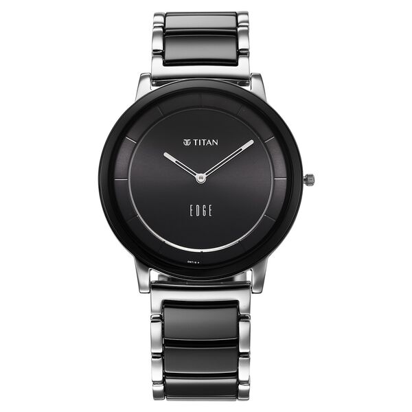 Titan Edge Fusion Quartz Analog Black Dial Two Toned Steel & Ceramic Strap Watch for Men - image number 0