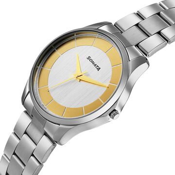 Sonata Traditional Essentials Quartz Analog Multicoloured Dial Silver Metal Strap Watch For Men