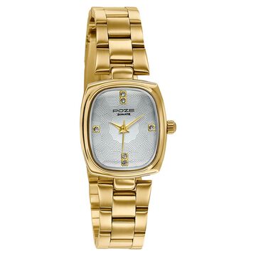 Poze By Sonata Quartz Analog White Dial Golden Stainless Steel Strap Watch For Women