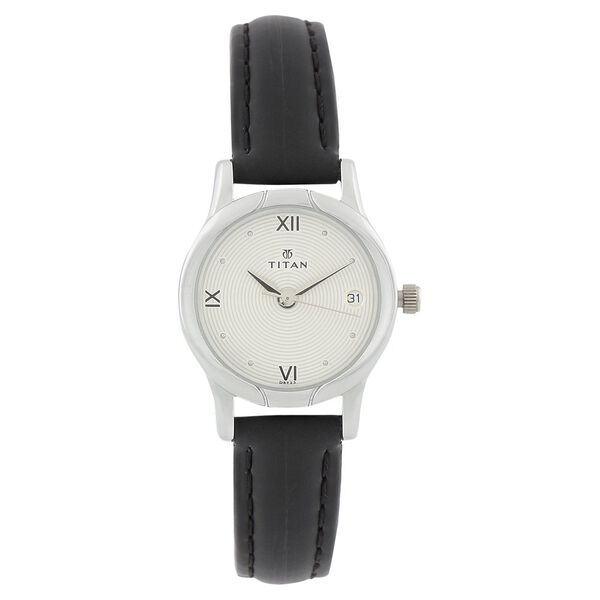 Titan Karishma Silver Dial Analog with Date Leather Strap Watch for Women - image number 0