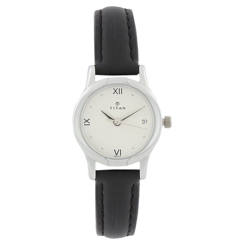 Titan Karishma Silver Dial Analog with Date Leather Strap Watch for Women