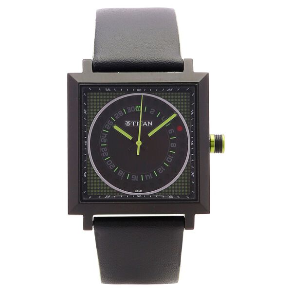 Titan Quartz Analog with Date Black Dial Leather Strap Watch for Men - image number 0