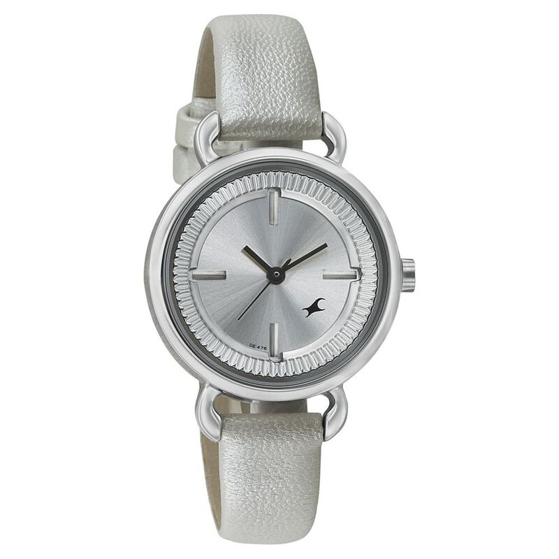 Fastrack Quartz Analog Silver Dial Leather Strap Watch for Girls