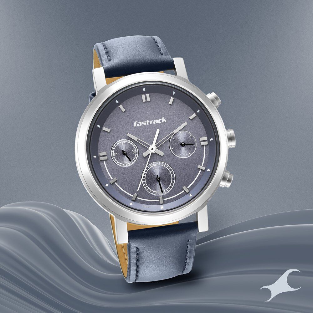 Fastrack blue leather hot sale analog watch