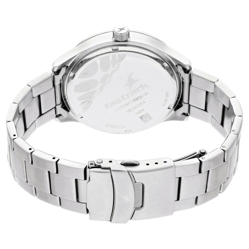 Fastrack Loopholes Quartz Analog with Date Black Dial Stainless Steel Strap Watch for Guys - image number 4