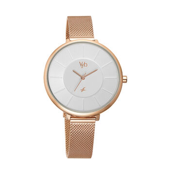Fastrack Vyb Halo Quartz Analog White Dial Stainless Steel Strap Watch for Girls