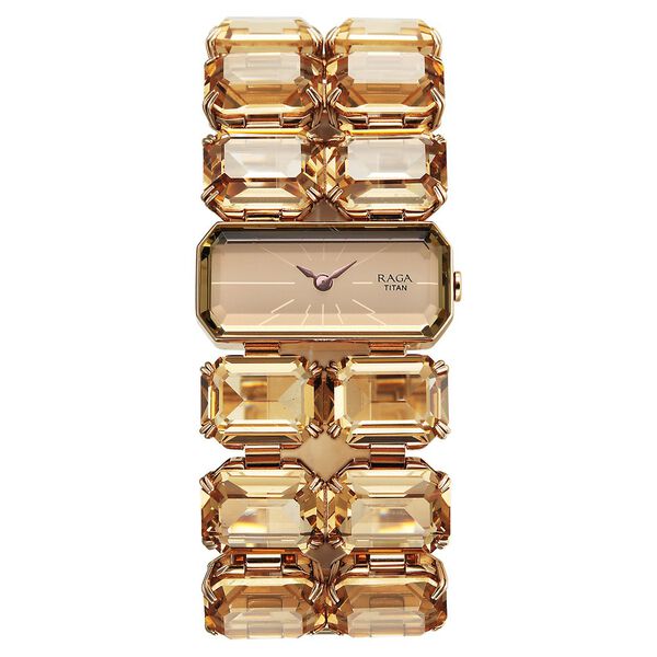 Titan Raga Cocktails Quartz Analog Brown Dial Metal Strap Watch For Women - image number 0