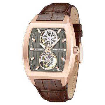 Kenneth Cole Automatic Brown Leather Strap Watch For Men