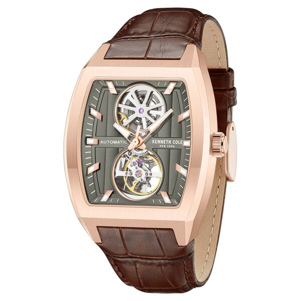 Kenneth Cole Automatic Brown Leather Strap Watch For Men - image number 1