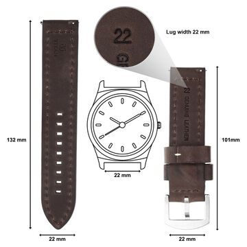22 mm Brown Genuine Leather Straps for Men