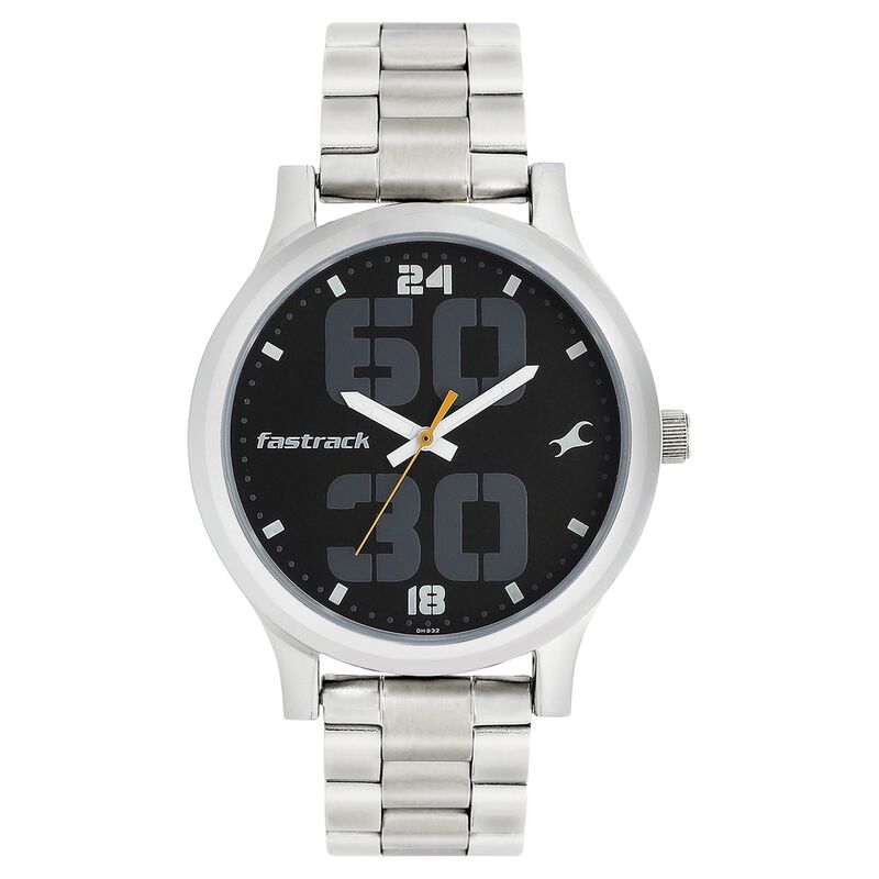 Fastrack Bold Quartz Analog Black Dial Stainless Steel Strap Watch for Guys