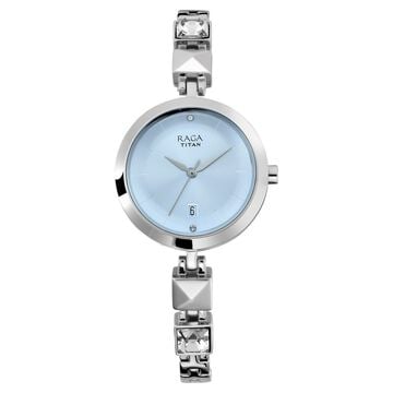 Titan Raga Viva Blue Dial Analog with Date Metal Strap watch for Women