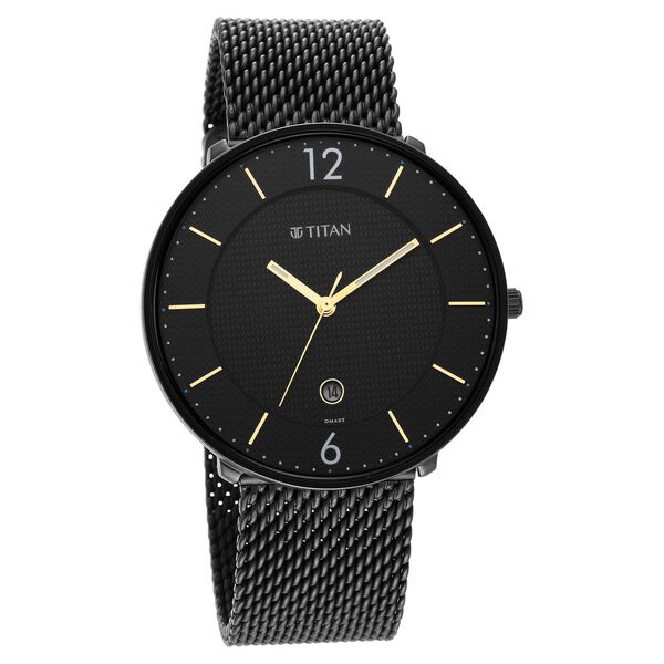 Titan Black and Gold Black Dial Analog Stainless Steel Strap watch for Men - image number 1