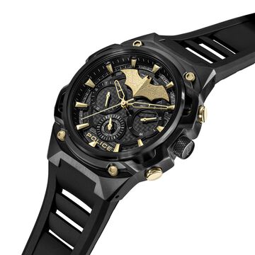 Police Batman Multifunction Black Dial Black Silicone Strap Watch For Men