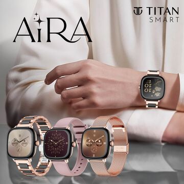 Titan AiRA Women Smartwatch 1.70" inch AMOLED Display, AI Chat, Functional Crown, Luna Wellness, 24/7 Health Suite.