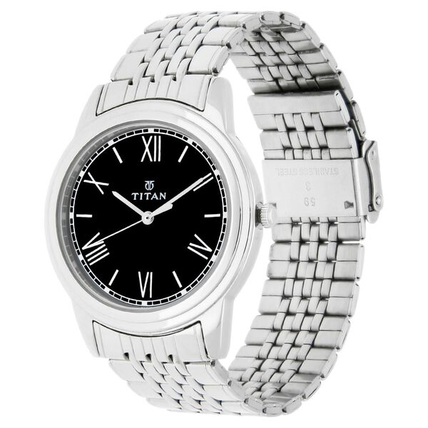 Titan Quartz Analog Black Dial Stainless Steel Strap Watch for Men - image number 1