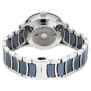Titan Ceramic Fusion Automatic Blue Dial Silver Dual-Toned Stainless Steel Bracelet Watch for Men