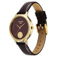 Sonata Gold Quartz Analog Regal Maroon With Gold Coin Dial Brown Leather Strap Watch For Women - image number 2