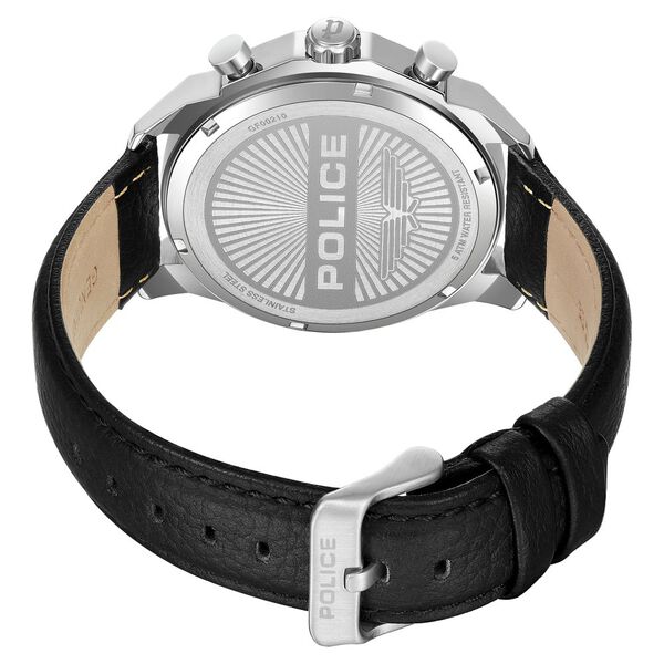 Police Quartz Multifunction Grey Dial Black Leather Strap Watch For Men - image number 3