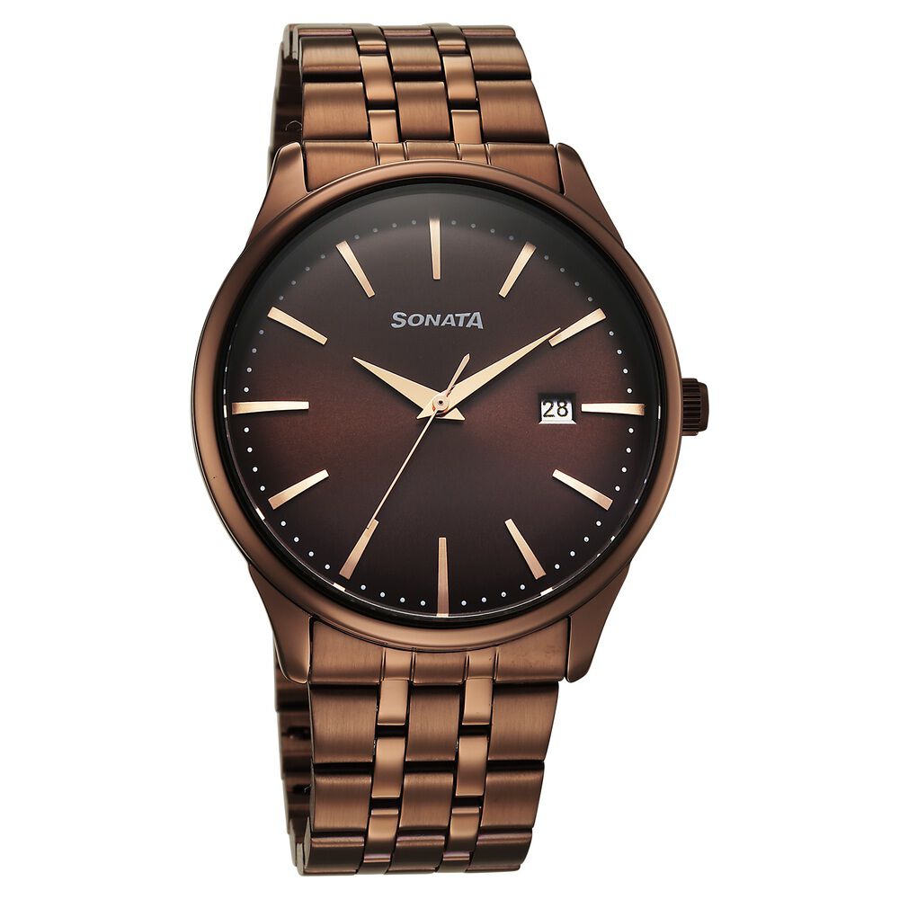 Sonata Eternia Quartz Analog with Date Brown Dial Metal Strap Watch For Men-picture-21