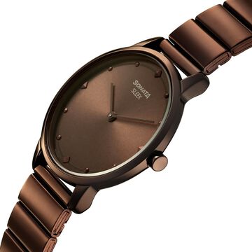 Sonata Sleek Women Bronze Sunray Dial Ultra-Slim Brown Metal Watch