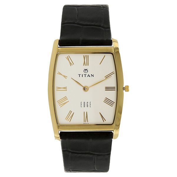 Titan Edge Silver Tonneau Dial Analog Leather Strap watch for Men - image number 0