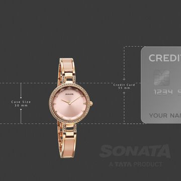 Sonata Aura Quartz Analog Pink Dial Rose Gold Stainless Steel Strap Watch For Women
