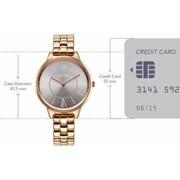 Titan Neo Quartz Analog Grey Dial Rose Gold Metal Strap Watch For Women