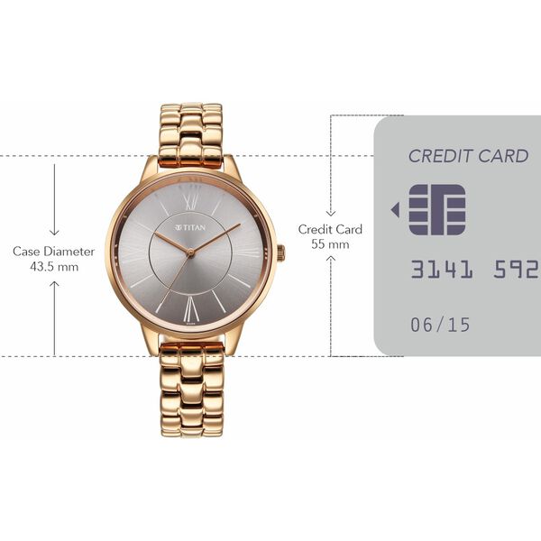 Titan Neo Quartz Analog Grey Dial Rose Gold Metal Strap Watch For Women - image number 3