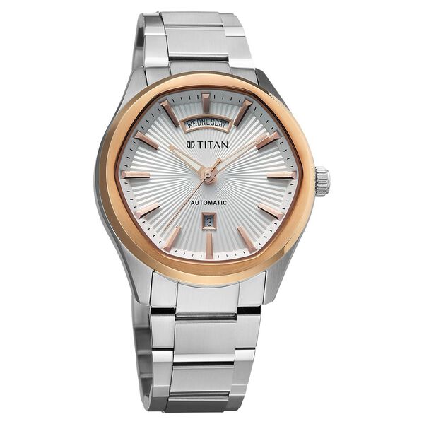 Titan Astral Concealed Automatic Analog with Silver White Dial Stainless Steel Strap Watch for Men - image number 1