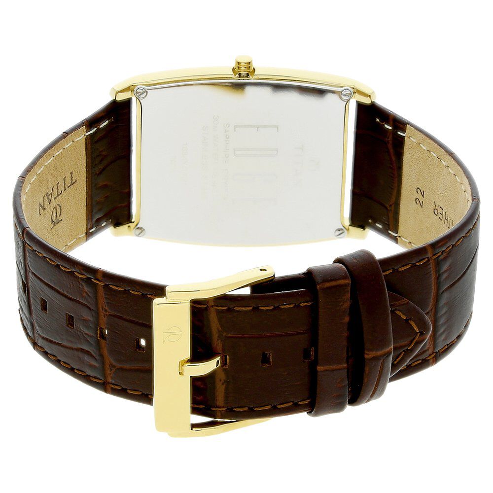 Buy Online Titan Edge Off White Dial Analog with Date Leather Strap watch for Men nk1684yl01 Titan