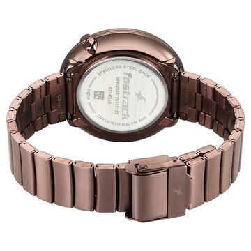 Fastrack Groove Quartz Analog with Date Beige Dial Girls Stainless Steel Watch