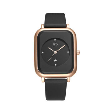 Fastrack Vyb Muse Quartz Analog Black Dial Leather Strap Watch for Girls