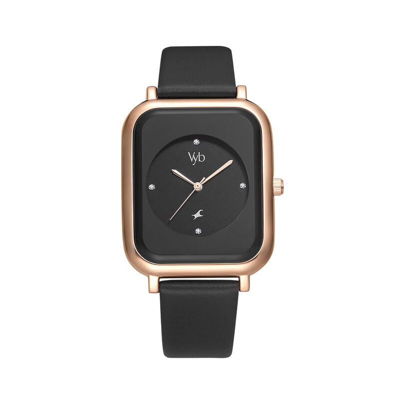 Fastrack Vyb Muse Quartz Analog Black Dial Leather Strap Watch for Girls