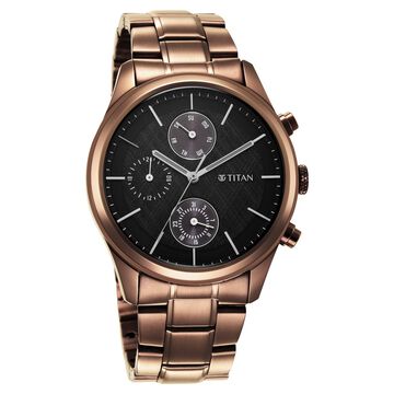 Titan Neo Splash Quartz Multifunction Black Dial Stainless Steel Strap Watch for Men - 42 mm Case Size - Medium Dial