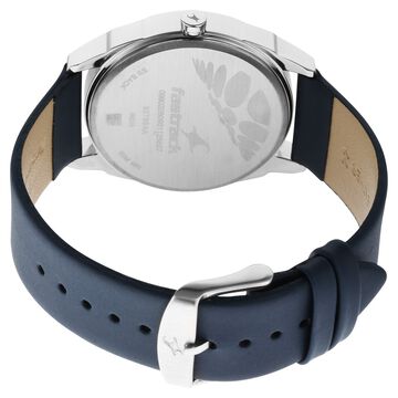 Fastrack After Dark White Dial Leather Strap Watch for Guys