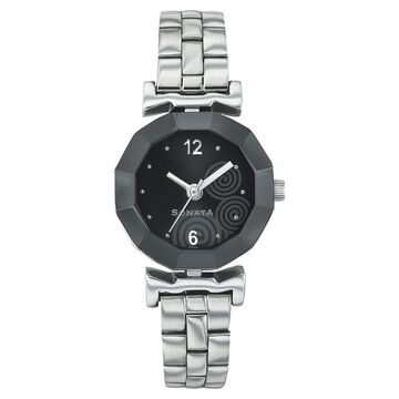 Sonata Quartz Analog Black Dial Metal Strap Watch for Women