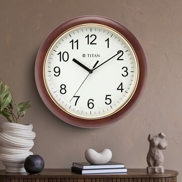 Titan White Dial Brown Color Silent Sweep Technology - 31.5 cm x 31.5 cm (Medium)